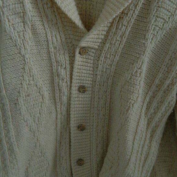 1960's Pendleton Heavy 100% Virgin Wool Mens Creame Cardigan Sweater Size L USA - Picture 4 of 6